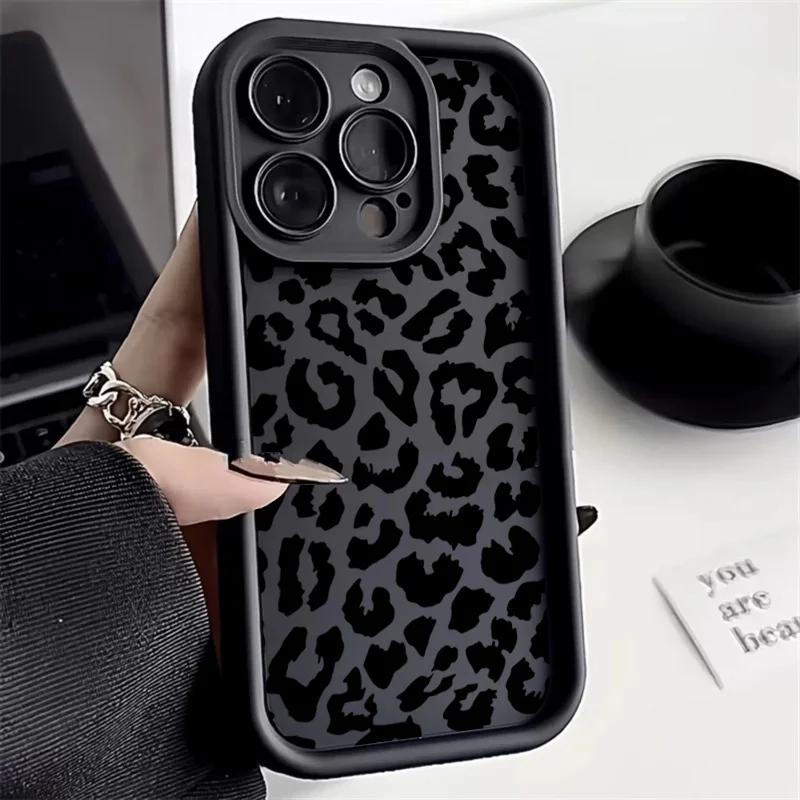 Phone Cases Rhode - غطاء سيليكون بنمط جلد الفهد الأسود