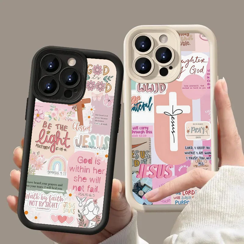 Phone Cases Jesus - شعار مع الوردي الصليب جرافيك جراب