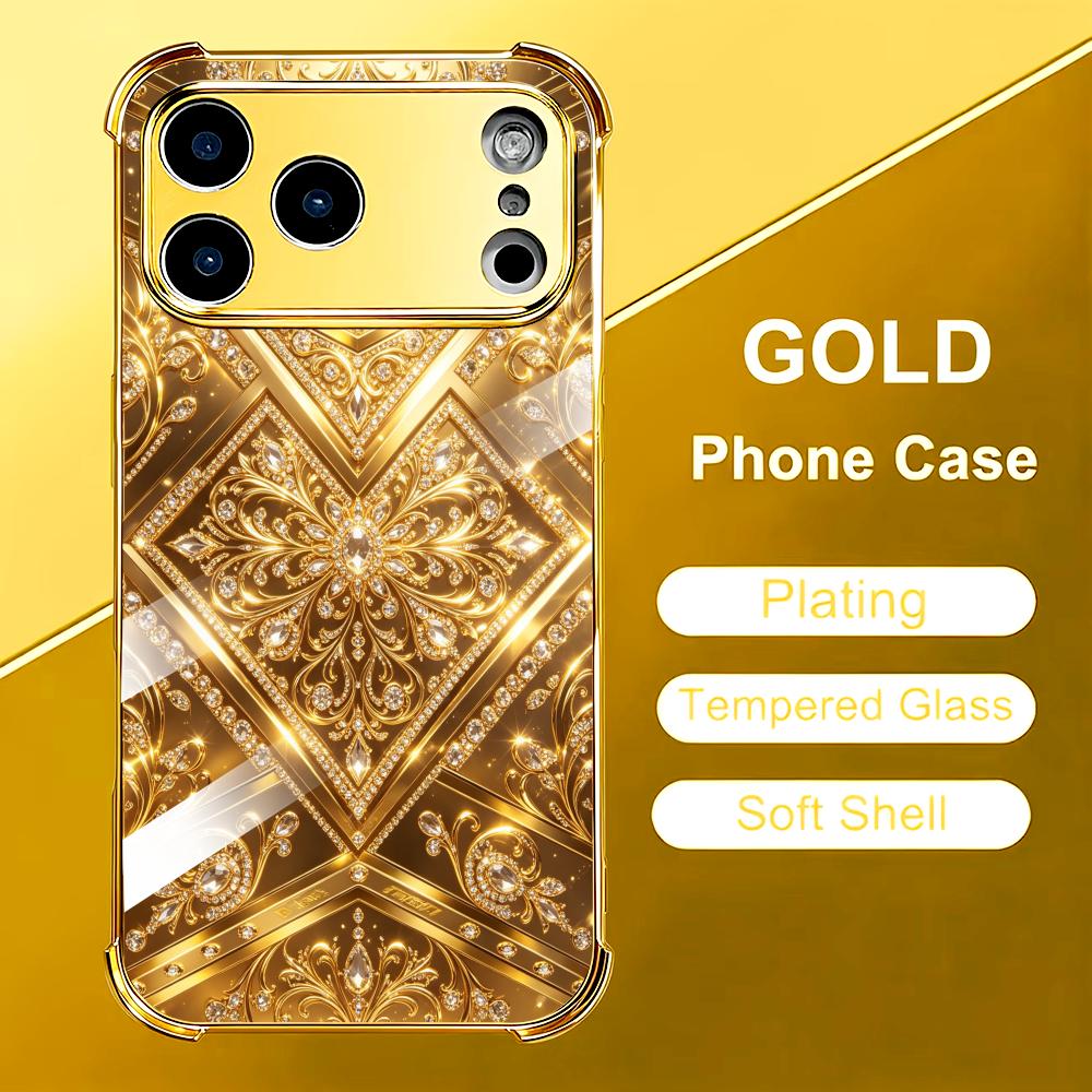 Phone Cases Rhode - غطاء هاتف زجاجي أنيق ذهبي بتصميم