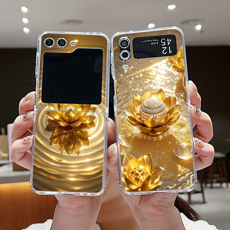 Phone Cases Z Fold 4 - الإبداعية الذهبي لوتس زهرة نمط قضية