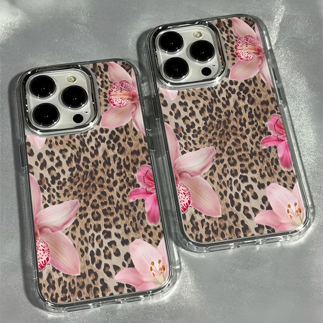 Phone Cases Leopard Print - جراب هاتف شفاف بتصميم زهرة الزنبق