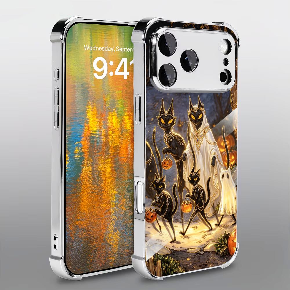 Phone Cases Rhode - جراب هاتف زجاجي بتصميم قطة سوداء