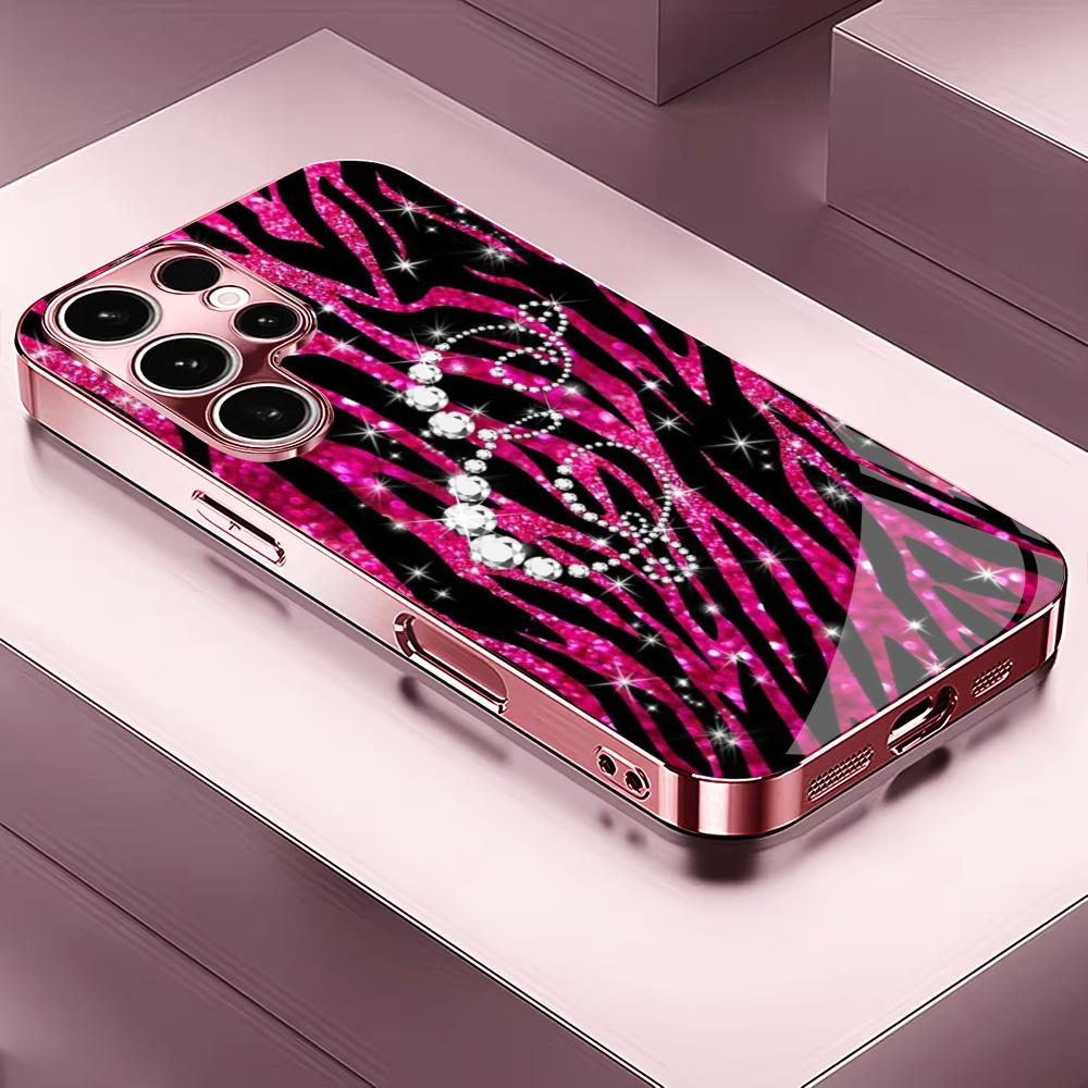 Phone Cases Zebra - غطاء هاتف زجاجي وردي بنمط حمار