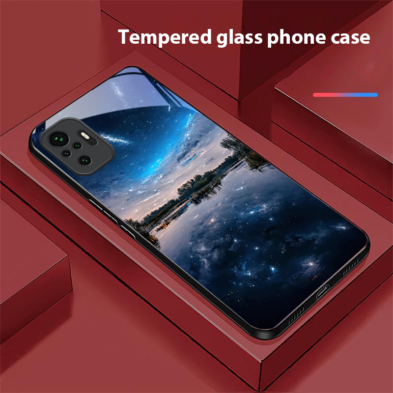 Phone Cases Redmi - غلاف هاتف من الزجاج المقوى الأسود