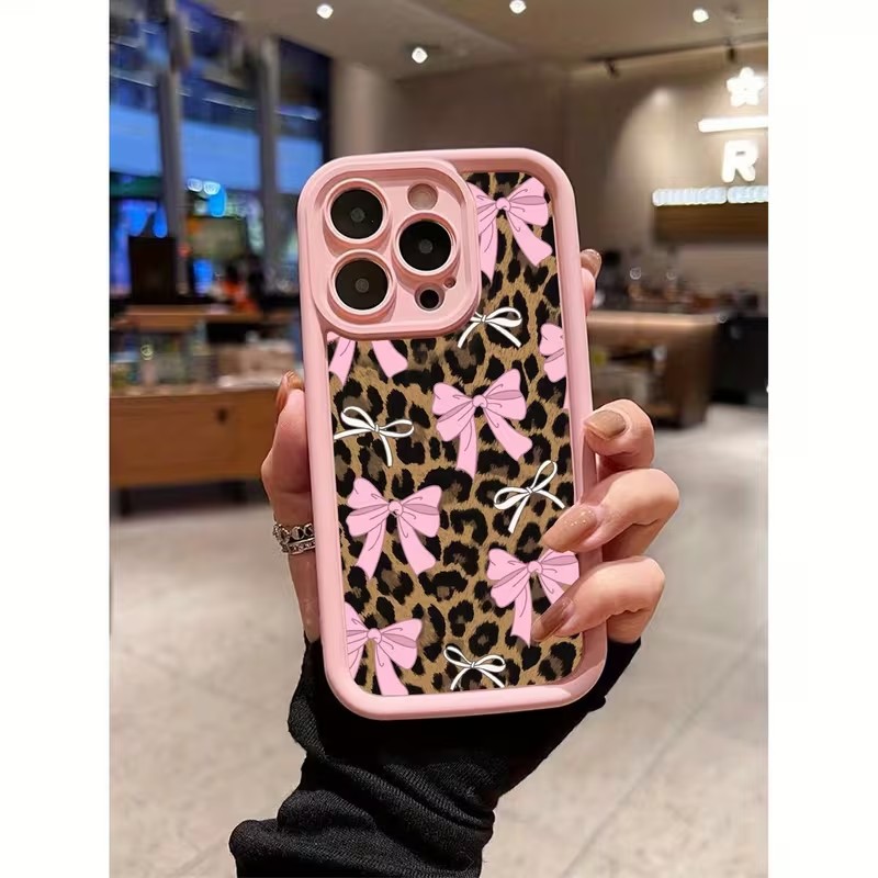 Phone Cases Leopard Print - غطاء هاتف بنقشة الفهد مع فيونكة