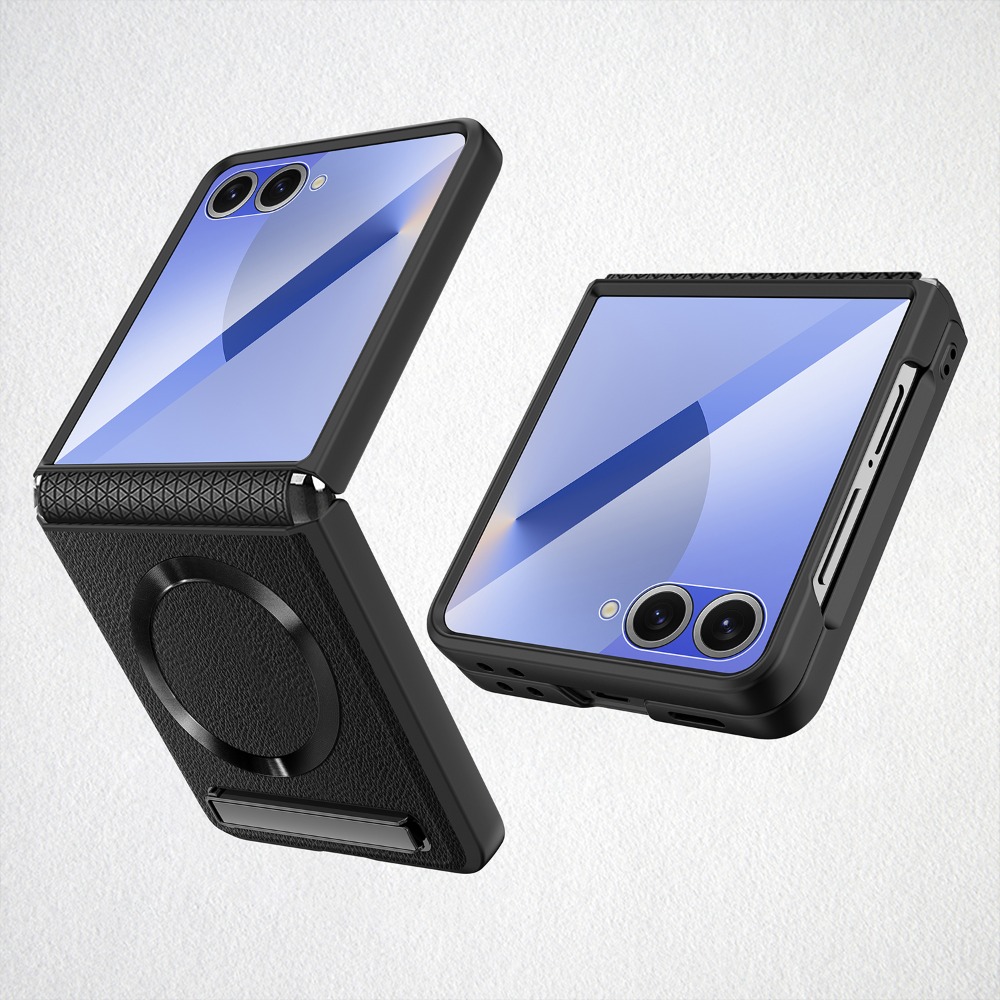 Flip Leather Case - حافظة هاتف مغناطيسية للشحن اللاسلكي لسامسونج