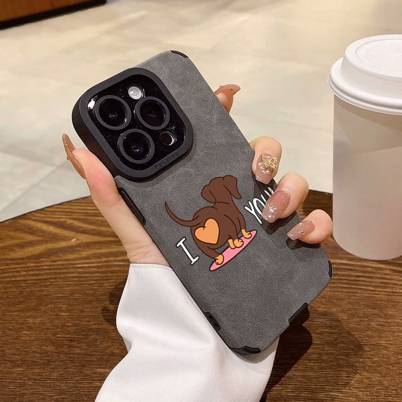 Phone Cases Leather - لطيف الألماني القلب طباعة جراب هاتف