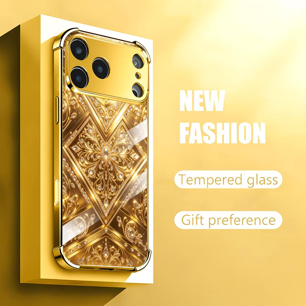 غطاء هاتف زجاجي أنيق ذهبي بتصم - مراجعة Phone Cases Rhode وسعره