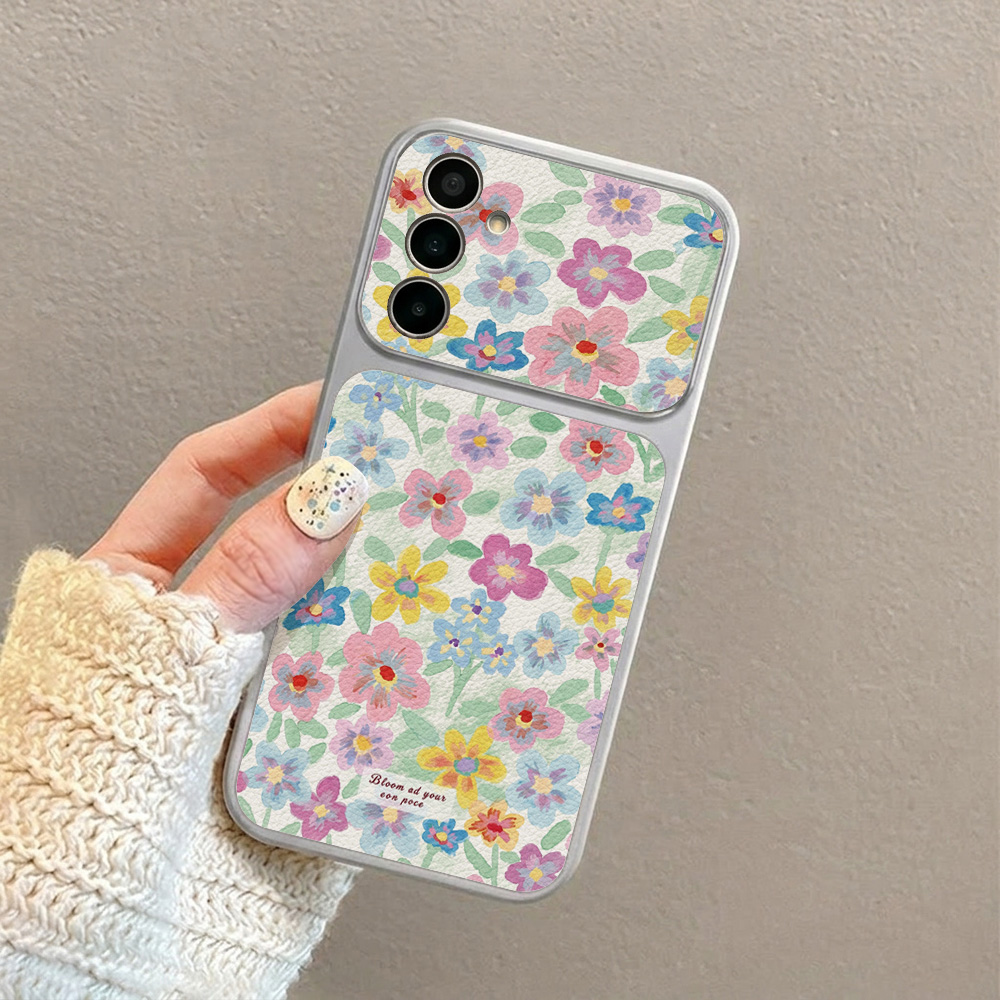 جراب هاتف جلدي ملون بنقشة زهور - مراجعة Phone Cases Leather وسعره